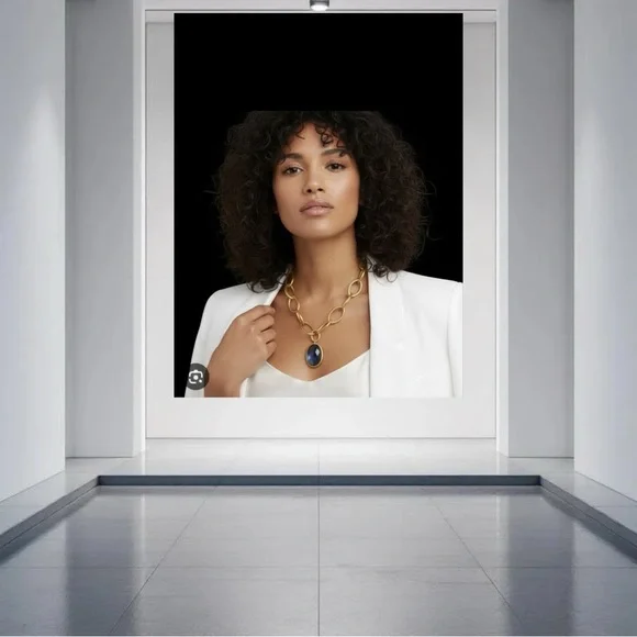 Julie Vos Fleur De Lis Iridescent Charcoal Blue Statement Necklace - Picture 3 of 7